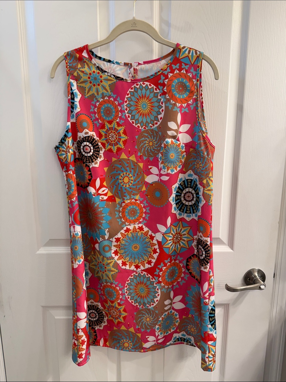 Sleeveless Pink Medallion Print Dress